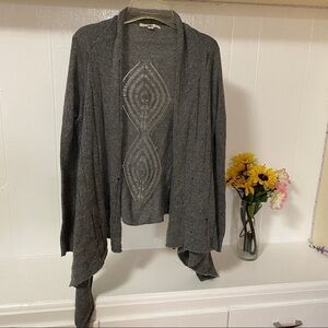 Ya Los Angeles crochet style gray open cardigan
